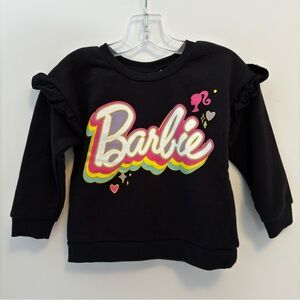 Barbie Toddler Girl's Long Sleeve Ruffle Drop Shoulder Sweatshirt Black Size 3T